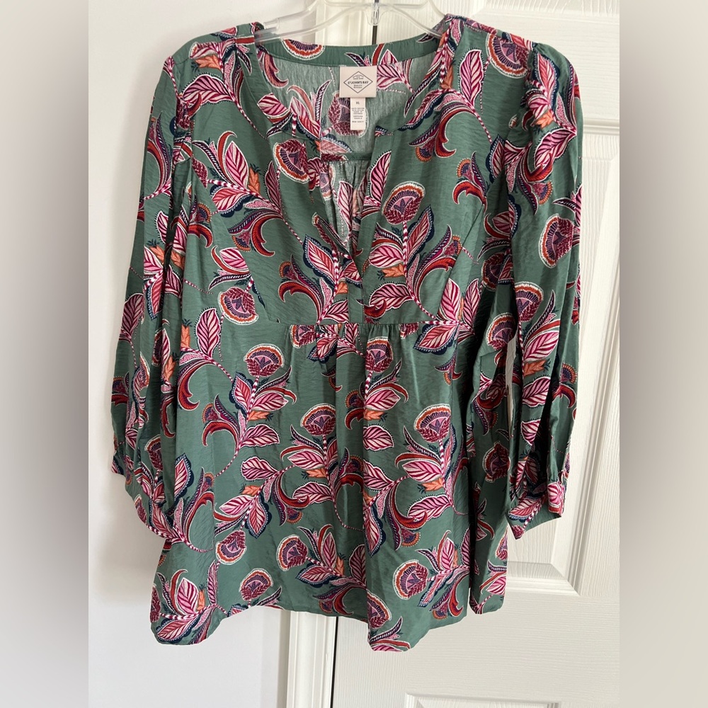 Floral Green Women's Top St. John’s Bay